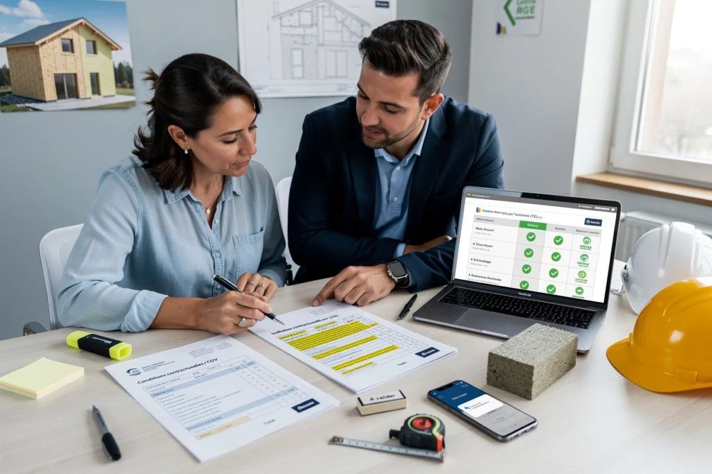 Un homme et une femme discutent de devis de rénovation